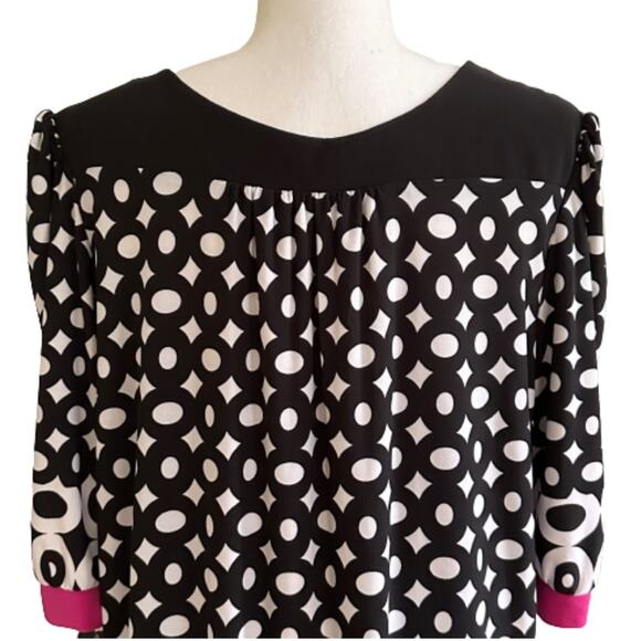 Tiana B Dress Short Sleeve Knee Length Shift Black White Pink Dress Size 18 NEW - Picture 5 of 12